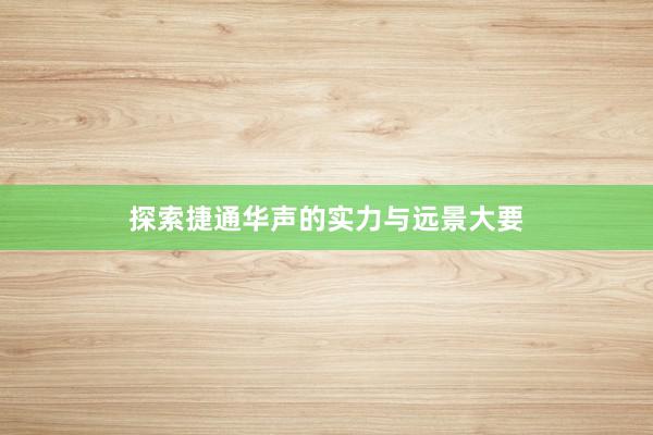 探索捷通华声的实力与远景大要